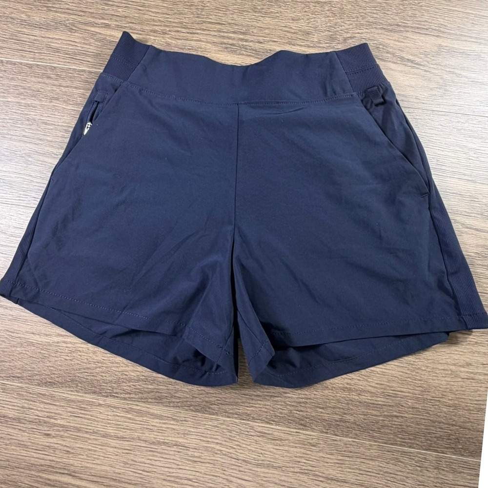 Athleta Trekkie North Shorts Navy Blue Hiking Outdoor Women Size 6 Pull On Sport